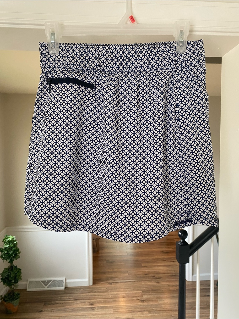 Talbots Navy and White Circle-Print Skater Skirt